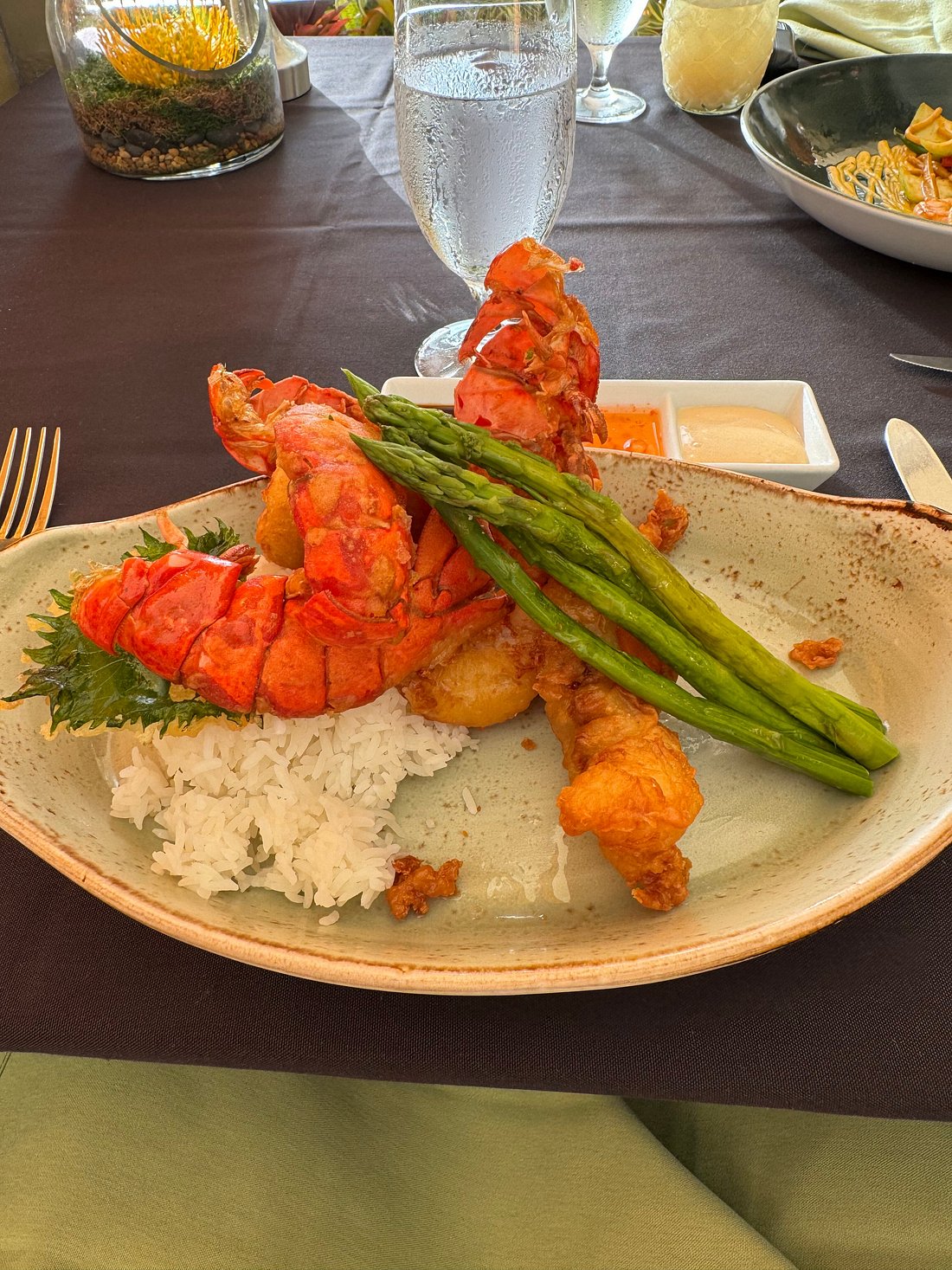 Tempura lobster tail served at Ko at Fairmont Kea Lani