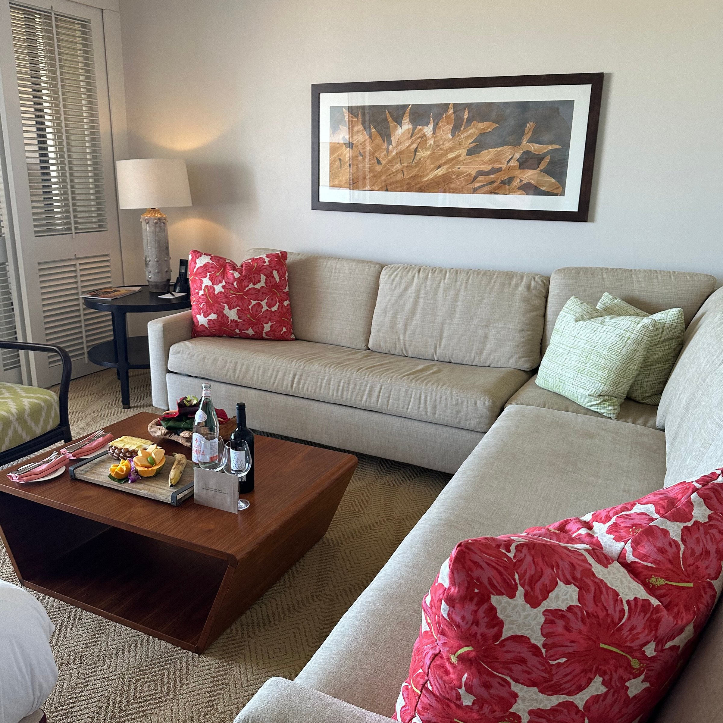 Sofa and sitting area at Four Seasons Resort Oahu