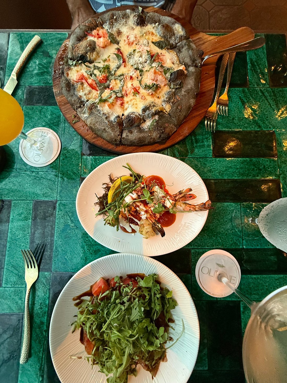Pizza, prawns and other dishes at Grand Wailea