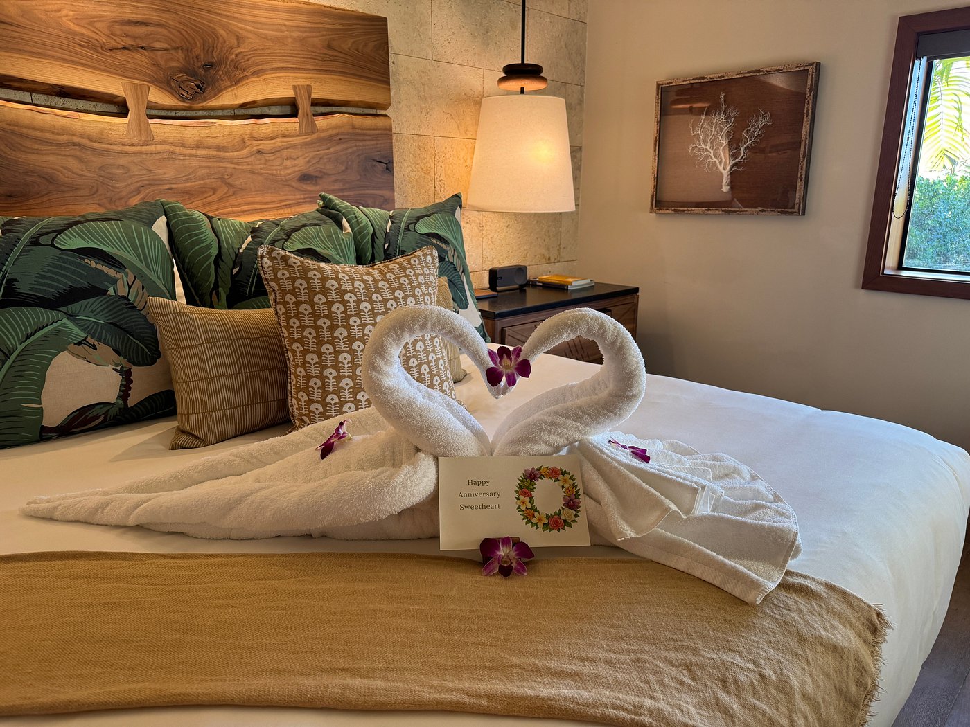 One-bedroom suite bedroom prepared for arrival at Hotel Wailea