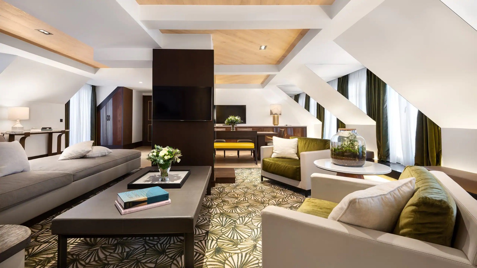 Living and dining area of the Presidential Suite at Hyatt Paris Madeleine