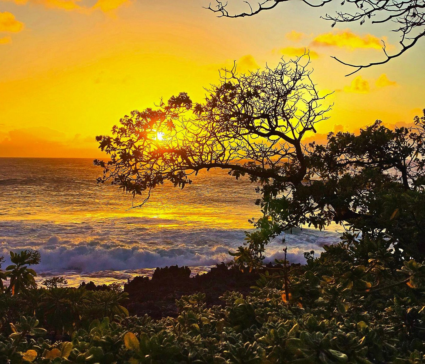 Sunset over the coastline at Turtle Bay
