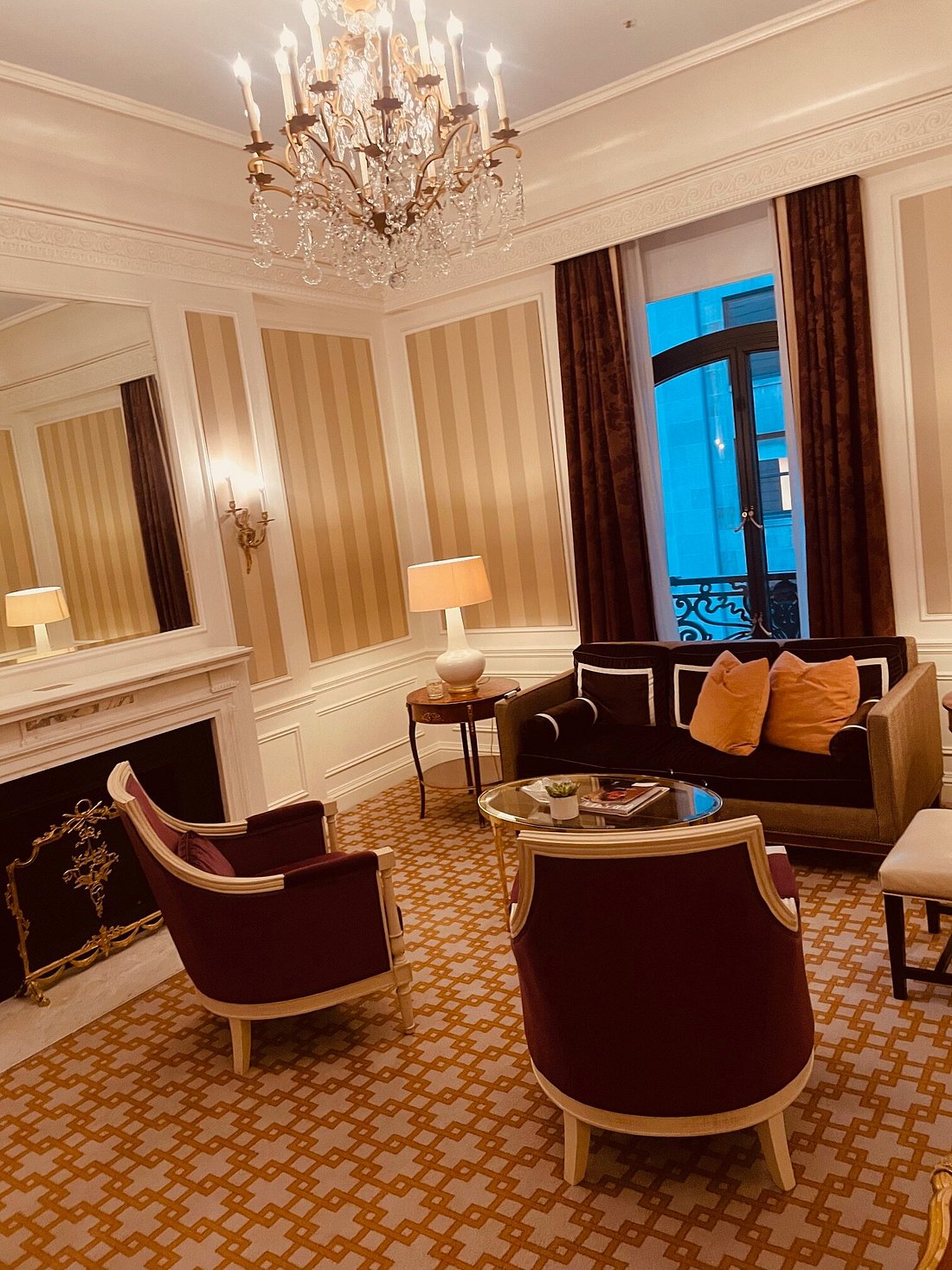 Sitting room in a suite at The St. Regis New York