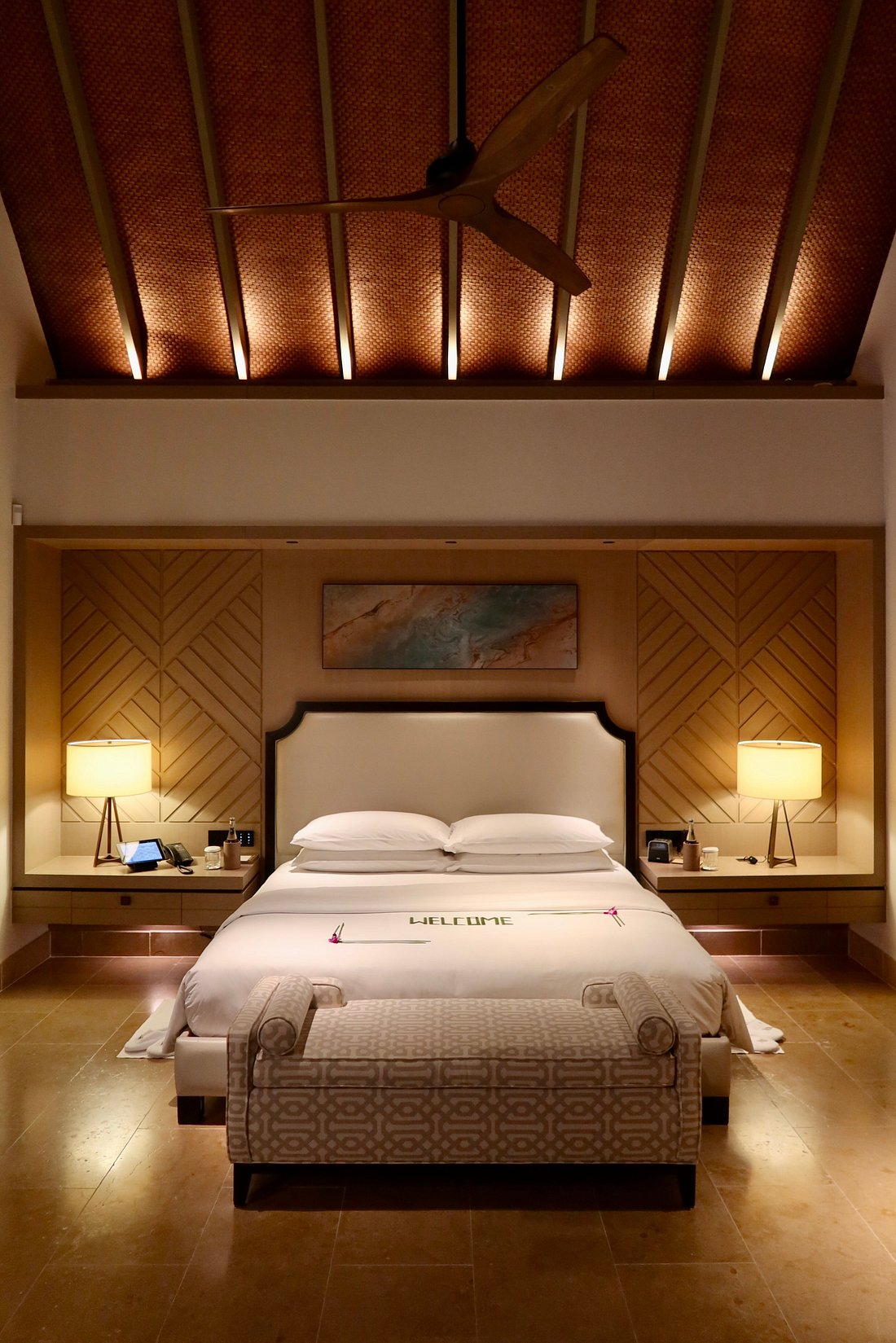 Villa bedroom at Waldorf Astoria Maldives Ithaafushi